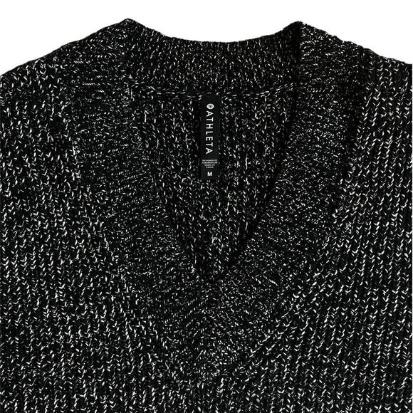 Athleta Shasta V-Neck Sweater Black Marl  Long Size M Wool Blend - Picture 3 of 9